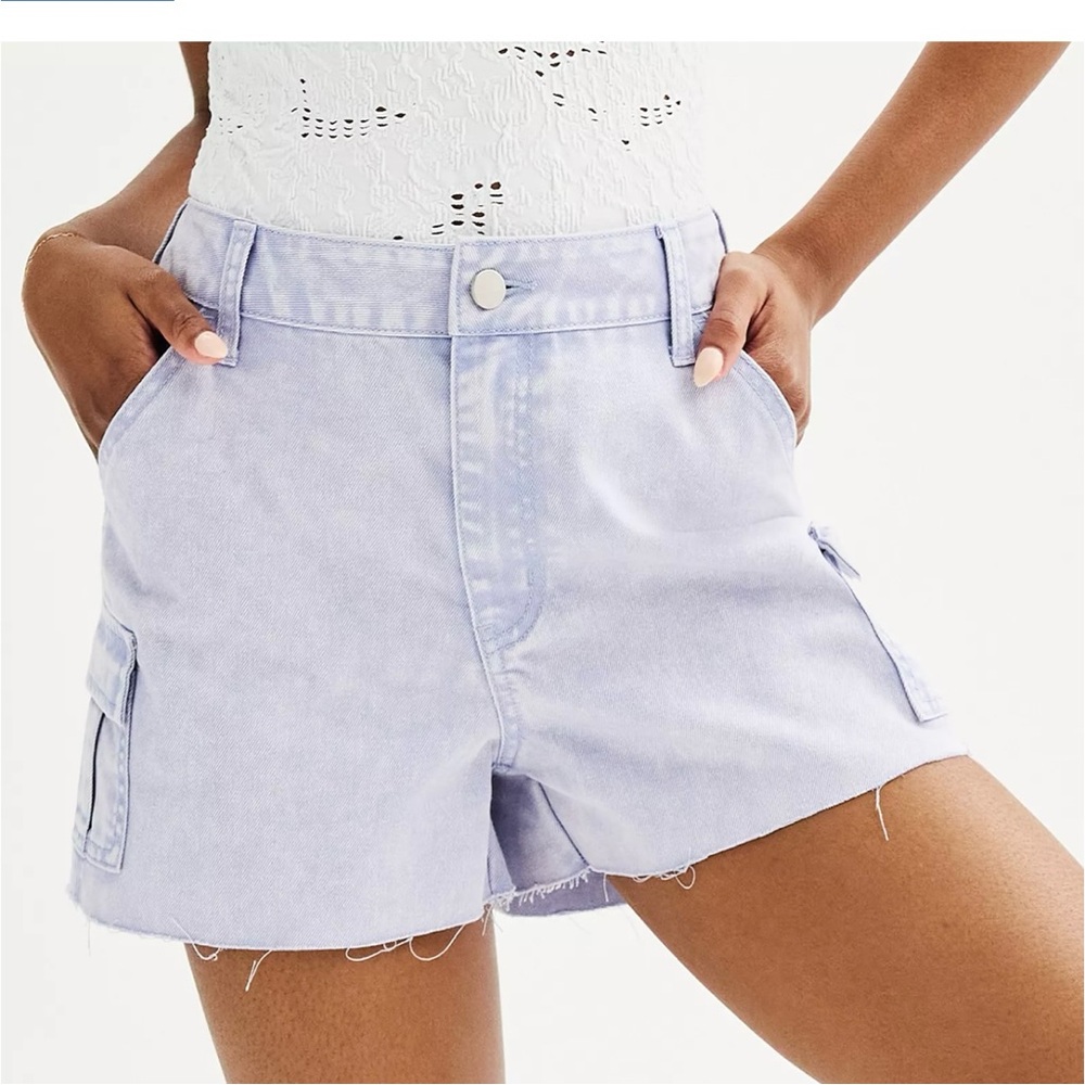 Tinseltown NWT 27/33 Raw Hem Denim Cargo Cutoff Jean Shorts Baddie Jorts